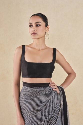 Korat Handcrafted Ajrakh Saree - Black, Black, image 6